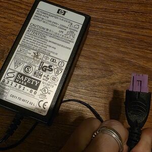 HP Power Adapter with Black and Purple Connector